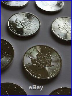 20 X 1 Oz Maple Leaf 2015 5 Dollars Canada Cad Piece Argent Silver 999,9/1000