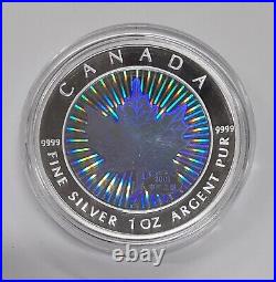 2001 Canada Maple Leaf $5 Silver Proof Coin Chinese Hologram Series withBox & COA