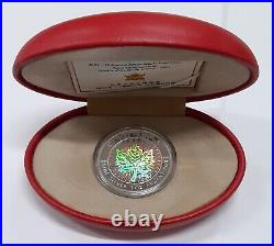 2001 Canada Maple Leaf $5 Silver Proof Coin Chinese Hologram Series withBox & COA