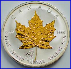 2002 1oz. 9999 Canada Maple Leaf Gold Gilded Horse Privy Edition Silver Coin