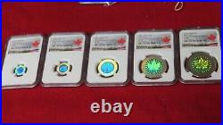 2003 Canada Silver Maple Leaf Hologram 5 Coin Set NGC Specimen SP69 SP70