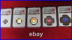 2003 Canada Silver Maple Leaf Hologram 5 Coin Set NGC Specimen SP69 SP70