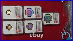 2003 Canada Silver Maple Leaf Hologram 5 Coin Set NGC Specimen SP69 SP70