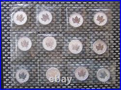2004 $5 Silver Maple Leaf pure 1 Oz. 9999 with Roman ZODIAC Privy 12 coin set