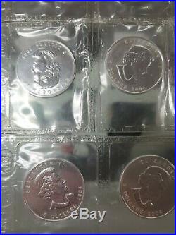 2004 Canada $5 Maple Leaf 1 oz Fine Silver. 999 still in plastic LOT OF 12 COINS