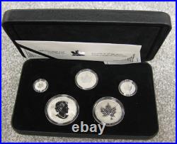 2004 Canada Silver Maple Leaf Privy Mark 5pc Set with Box & COA