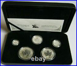 2004 REVERSE PROOF CANADA SILVER MAPLE LEAF 5-COIN SET with RCM Logo Privy