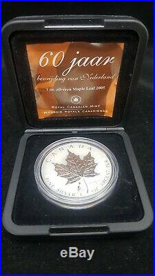 2005 CANADA $5 SILVER MAPLE LEAF Tulip privy Reverse proof coin in OGP