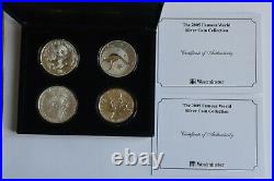 2005 Famous World Silver 4 Coin Collection Maple Panda Eagle Kangaroo