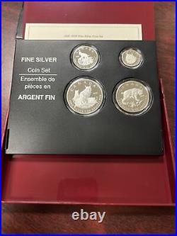 2005 Pure Canada Silver 4 Coin Set, Canadian Lynx Silver Maple Leaf With COA