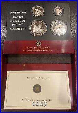 2005 Pure Canada Silver 4 Coin Set, Canadian Lynx Silver Maple Leaf With COA