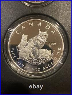 2005 Pure Canada Silver 4 Coin Set, Canadian Lynx Silver Maple Leaf With COA