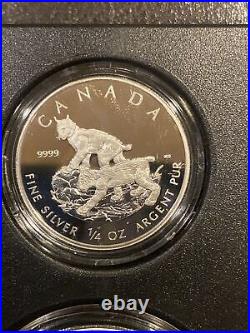 2005 Pure Canada Silver 4 Coin Set, Canadian Lynx Silver Maple Leaf With COA