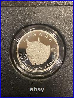 2005 Pure Canada Silver 4 Coin Set, Canadian Lynx Silver Maple Leaf With COA