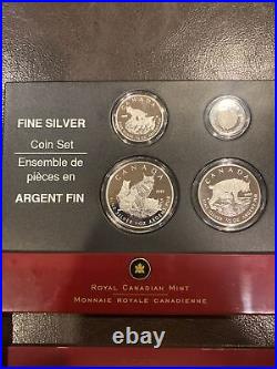 2005 Pure Canada Silver 4 Coin Set, Canadian Lynx Silver Maple Leaf With COA