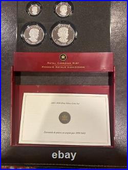 2005 Pure Canada Silver 4 Coin Set, Canadian Lynx Silver Maple Leaf With COA