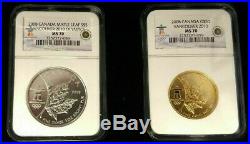 2008 Canada Maple Leaf 2 Oz Gold And Silver Set Ngc Ms 70 Rare Low Pop Low Mint