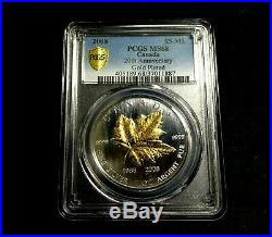 2008 Canada Maple Leaf PCGS MS68 Gold Plated 20 th Anniversary 1 oz Silver Gilt