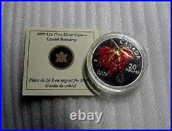 2009 Canada 9999 Silver $20 Dollars Maple Leaf CRYSTAL RAINDROP Proof
