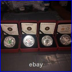 2011 2014 $15 x 4 Canada Hologram Maple Leaf of Series Proof Silver 4 Coin Set