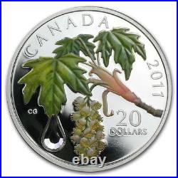 2011 Canada 1 oz Silver $20 Maple Leaf Crystal Raindrop