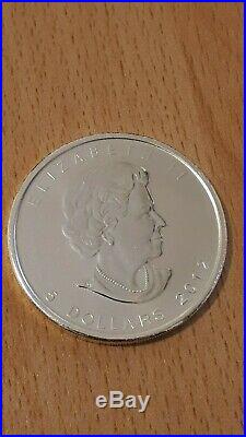 2012 5 x 1oz Silver Canada Maple Leaf coin in plastic capsule 5 coins