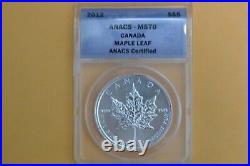 2012 Canada $5 Maple Leaf One Ounce. 999 Silver ANACS MS 70