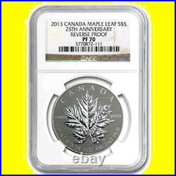 2013 1.9 oz Silver Canadian Maple NGC PF 70 UC 25TH ANN 5 COIN SET MINT BOX COA