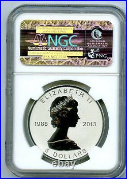 2013 $5 Canada Silver Maple Leaf Ngc Pf70 Reverse Proof 25th Anniversary Fr