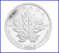 2013 5 oz Fine Silver Coin 25th Anniversary the of Silver Maple Leaf RCM CANADA