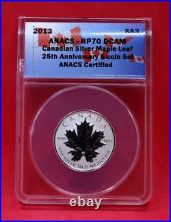 2013 CANADA SILVER MAPLE LEAF 25TH ANNIVERSARY (5) Coin Set ANACS RP70 DCAM