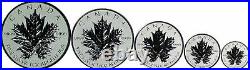 2013 Canada $1-$5 25th Anniversary Maple Leaf Fractional. 999 Silver Coin Set