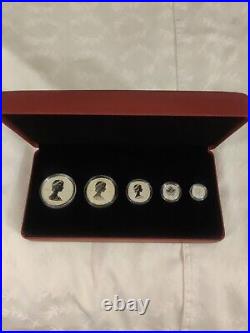 2013 Canada $1-$5 25th anniversary Silver Maple Leaf fractional set reverse PRF