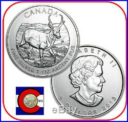 2013 Canada 1 oz Silver Maple Leaf Antelope Roll - 25 Canadian Coins in Tube