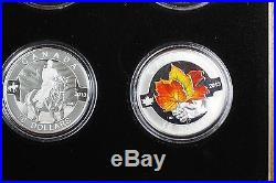 2013 Canada $10 Sterling Silver 12 Matte Proof Coin Set Colorized Maple Leaf