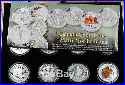 2013 Canada $10 Sterling Silver 12 Matte Proof Coin Set Colorized Maple Leaf