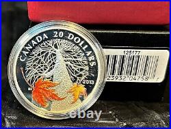 2013 Canada $20 Silver. 9999 Pure Autumn Maple Canopy Colorized +box/case/coa