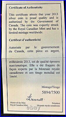 2013 Canada $20 Silver. 9999 Pure Autumn Maple Canopy Colorized +box/case/coa