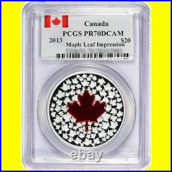 2013 Canada $20 Silver MAPLE IMPRESSION PCGS PR70 FLAG LABEL MINT BOX COA