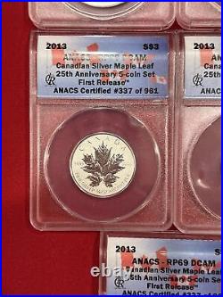 2013 Canada 25th Anniversary Silver Maple Leaf 6-Coin Set ANACS RP69 1st Release