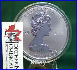 2013 Canada 25th anniv of Silver Maple Leaf $50 5 oz 99.99% silver