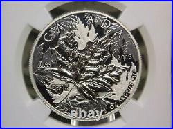 2013 Canada $5 Silver PIEFORT Maple Leaf HIGH RELIEF NGC PF70 Ultra Cameo #008RW