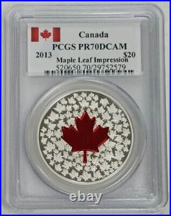 2013 Canada. 9999 Silver Maple Coin Red Leaf Impression PCGS PR70DCAM
