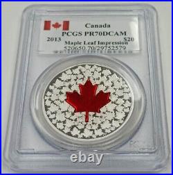 2013 Canada. 9999 Silver Maple Coin Red Leaf Impression PCGS PR70DCAM
