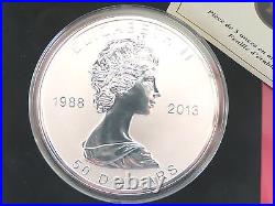 2013 Canada Maple Leaf 25th Anniversary $50 Fifty Dollar Silver 5oz Coin Box Coa