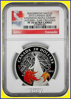 2013 Canada Maple Leaf Canopy Automan 1 Oz Silver Ngc Pf 70 Ucam E. R Box Coa