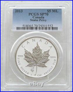 2013 Canada Maple Snake Privy $5 Dollar Silver Reverse Proof 1oz Coin PCGS SP70