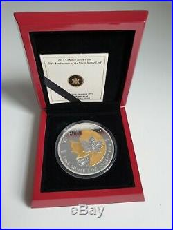 2013 Canada Mint 5 oz ounce Fine Silver Coin Box COA Maple Leaf 25th Anniversary