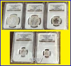 2013 Canada Silver Maple Leaf 25th Anniversay 5 Coin Set Ngc Pf 70 Reverse Proof