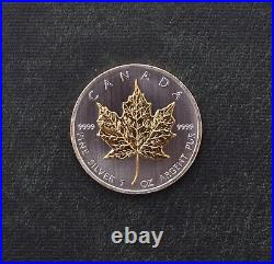 2013 Maple Leaf Canada 1oz Silver Gilded with 24kt Gold Very Seldom Mint. 5000